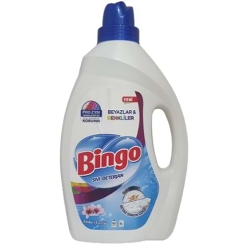 BİNGO SIVI CAMASIR DETERJANI 2600 ML RENKLI BEYAZ AMBER ÇİÇEĞİ