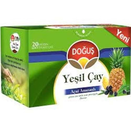 DOĞUŞ POŞET ÇAY 20 ADET YEŞİL ÇAY AÇAİ ANANASLI