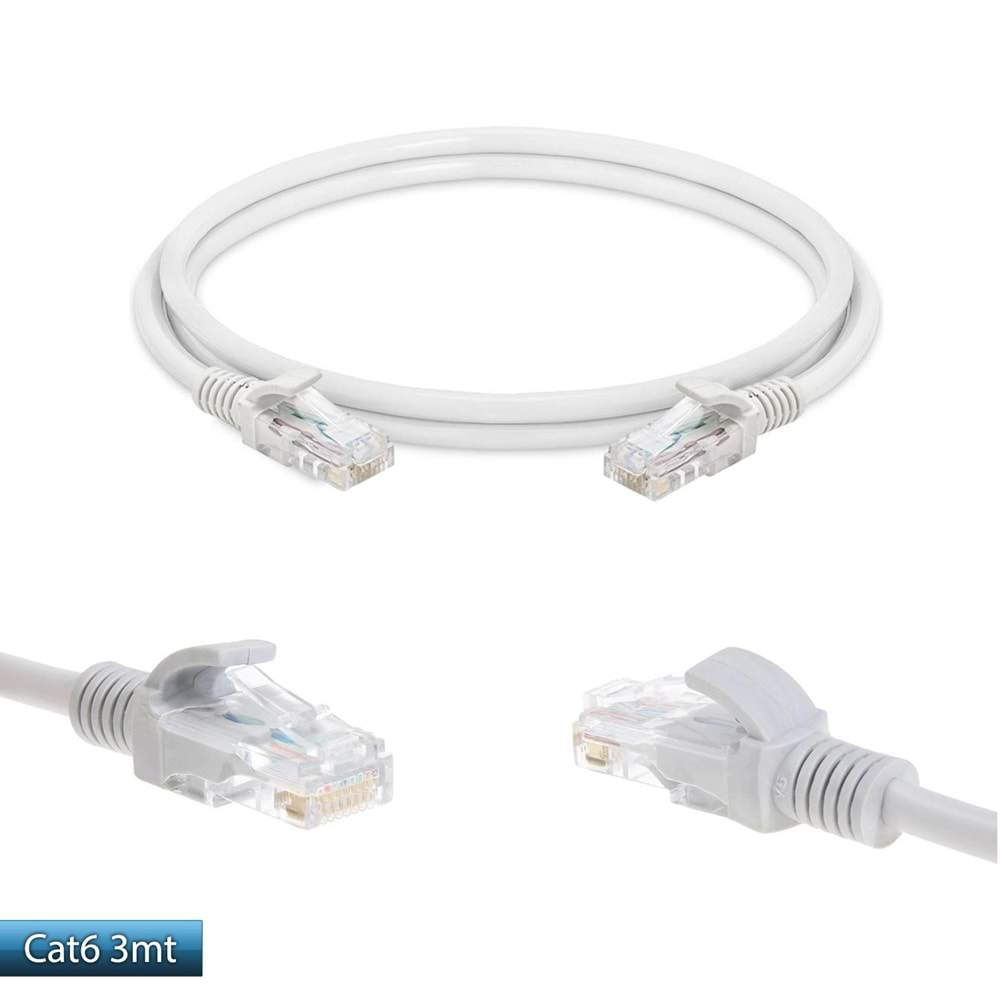 Cat6 Patch Network Ethernet Kablo - Polaxtor - 3 Mt