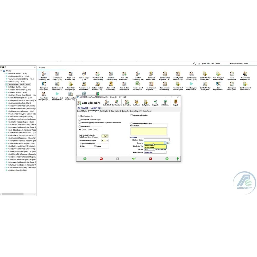 Akınsoft Octoplus Ön Muhasebe Programı (E-Arşiv E-Fatura Destekli)