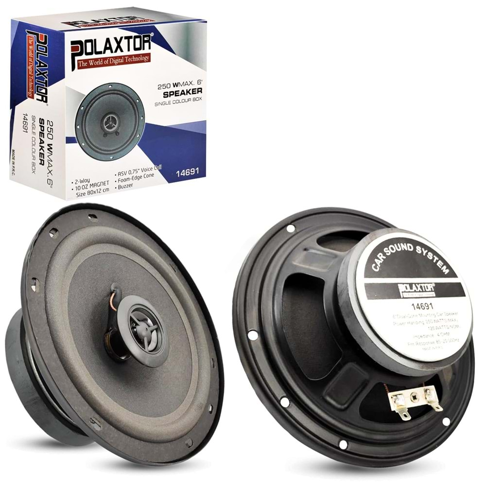 Polaxtor Oto Hoparlör 16Cm 250W Tweeterlı 1 Adet Plx-14691