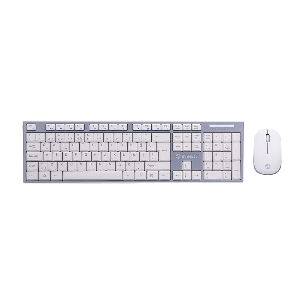 Everest Km-6063 Beyaz/Gri Kablosuz Q Multimedia Klavye + Mouse Set