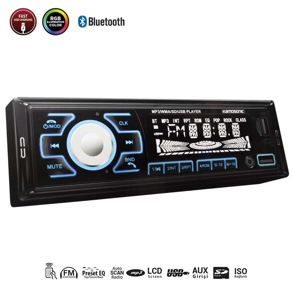 Oto Teyp 4X50W Bt/2Xusb/Sd/Fm/Aux Kamosonıc Ks-Mx803