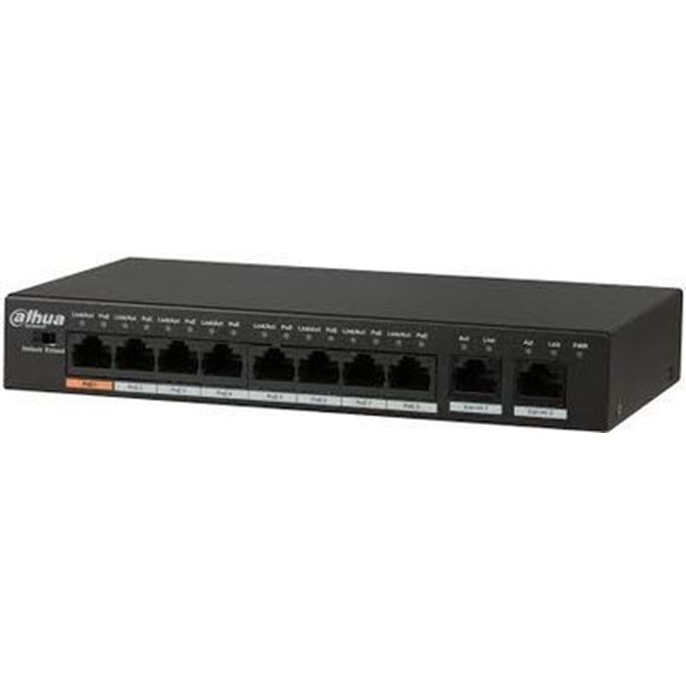 Dahua PFS3010-8ET-96-V2 8 Port X10/100 2GE Uplink 96W PoE Switch