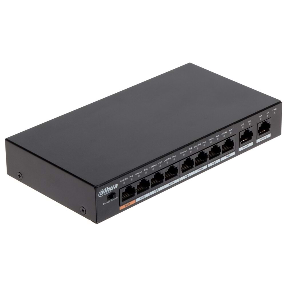 Dahua PFS3010-8ET-96-V2 8 Port X10/100 2GE Uplink 96W PoE Switch