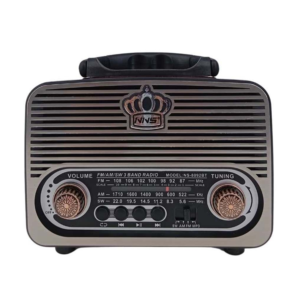 Radyo Nostalji Şarjlı Bt/Usb/Sd/Fm Nns Ns-8092Bt Bordo