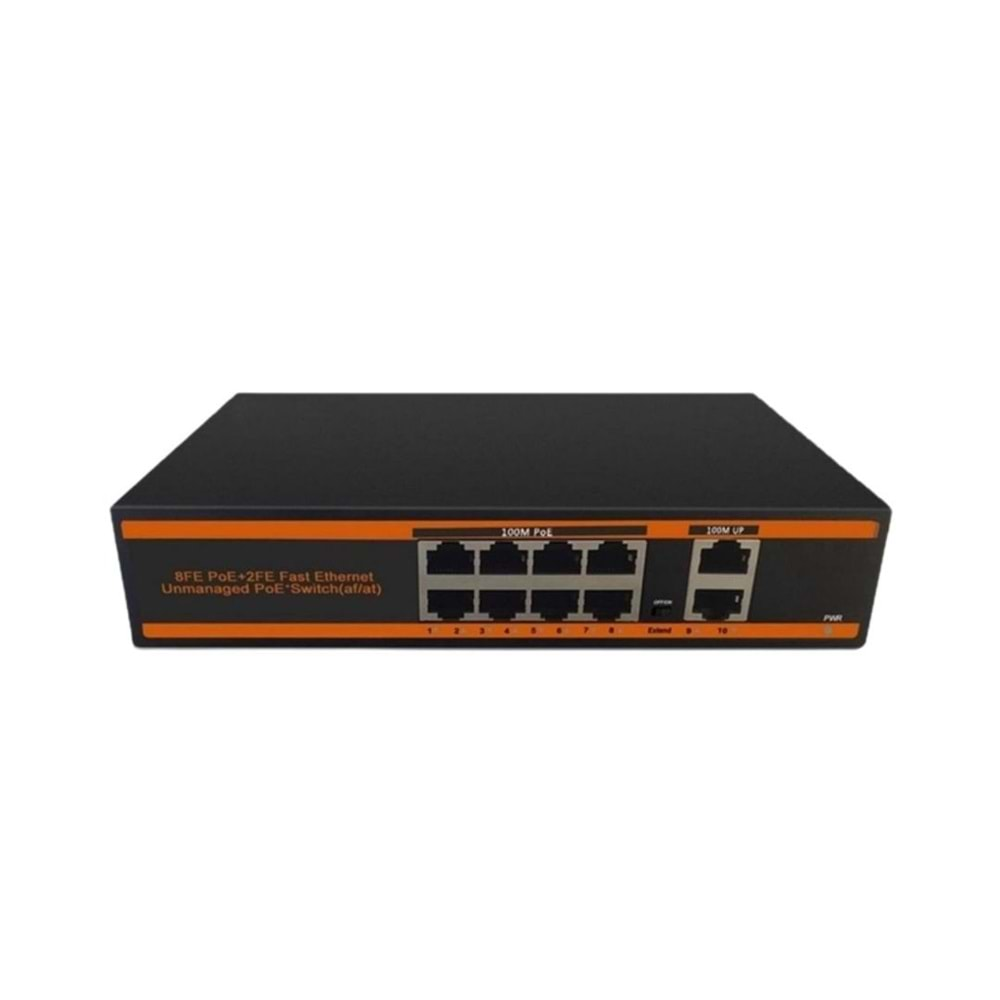 Nd1P802Lf 8+2 Uplink Poe-G Switch | 8 Port 10/100 Poe, 2 Port 10/100/1000 150W Güç