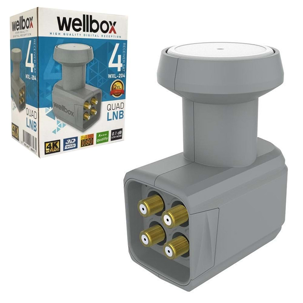 Lnb Dörtlü (Quad) Gold 0.1Db 3D 4K Wellbox Wxl-104/204