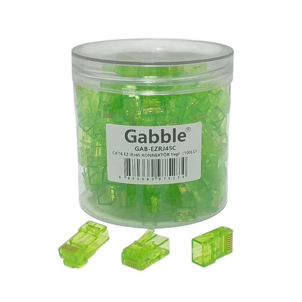 EZ RJ45 Cat6 Soket Konnektör 100 Adet Renkli Gabble EZ-RJ45 R31 - YEŞİL
