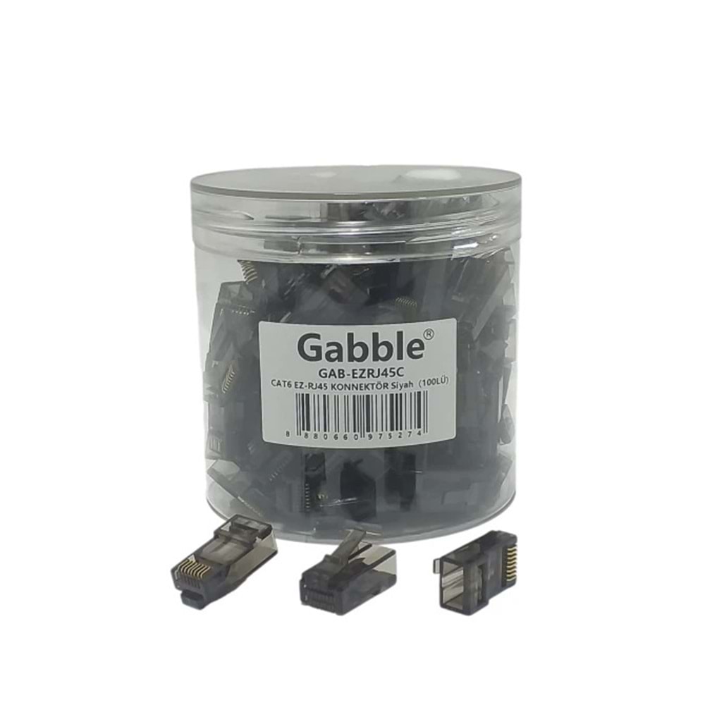 EZ RJ45 Cat6 Soket Konnektör 100 Adet Renkli Gabble EZ-RJ45 R31 - SİYAH