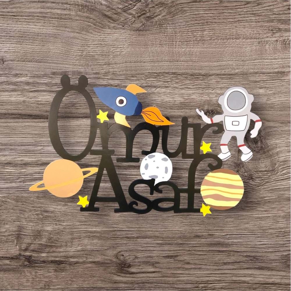 Gece Lambası Led li İsimli Model 80 X 50 CM Astronot-1