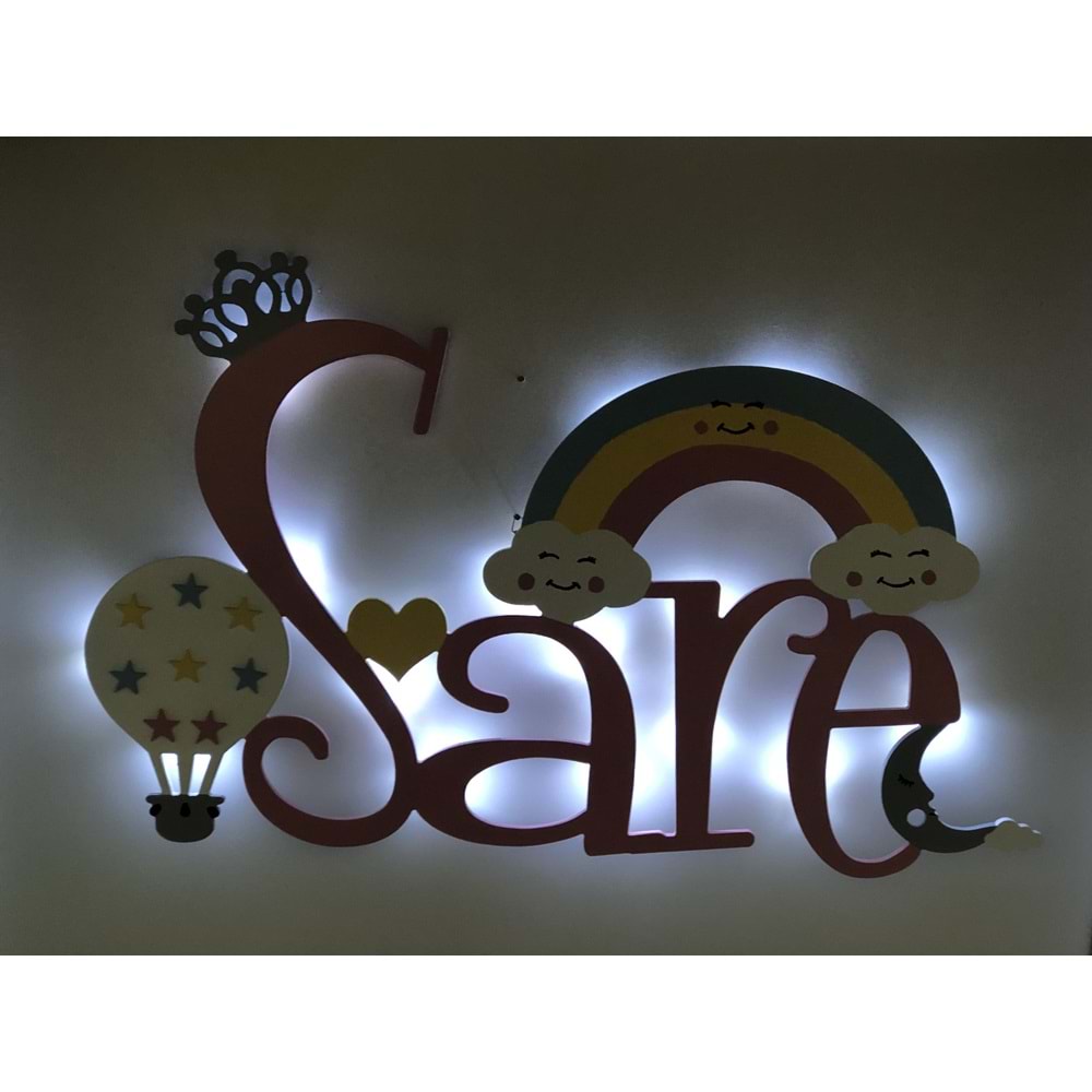 Gece Lambası Led li İsimli Model Gökkuşağı Balon Model
