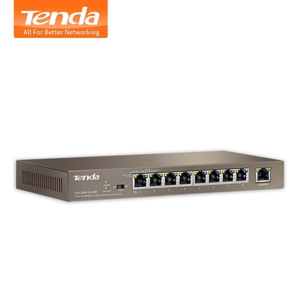 Tenda TEF1109P-8-63W 9 Port 10/100 58W 8Port PoE Switch