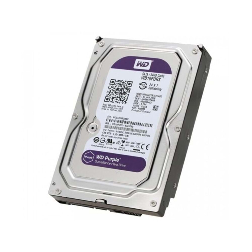 1 TB WD Purple 3.5 64MB 5400Rpm Sata3 (WD10PURZ) 7/24 Güvenlik Disk