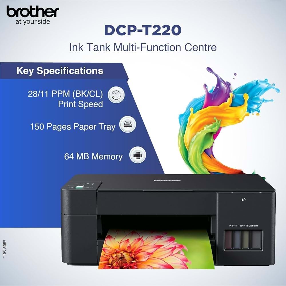 Brother DCP-T220 Tanklı Tarayıcı, Fotokopi, Renkli Yazıcı A4