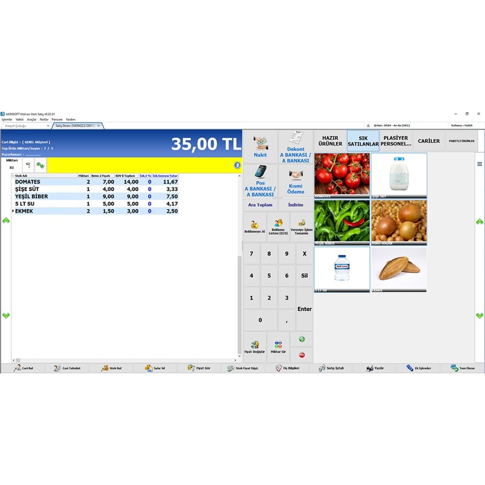 AKINSOFT Wolvox Hızlı Satış Paket-1 Modül İçerikleri Cari 1, Kasa, Stok 1, Fatura, Kartoteks, Hızlı Satış, Transfer, Analiz