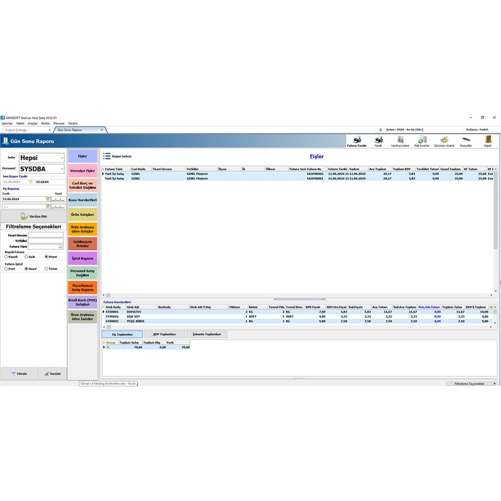 AKINSOFT Wolvox Hızlı Satış Paket 2 Modül İçerikleri Cari 1, Kasa, Stok 1, Fatura, Kartoteks, Hızlı Satış, Döviz Takip, Banka, Terazi, Transfer, Analiz