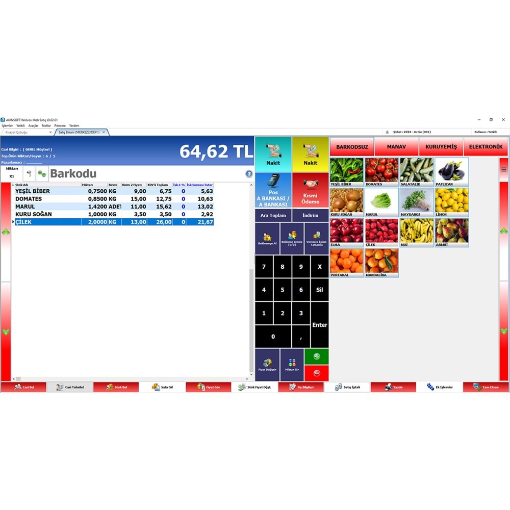 AKINSOFT Wolvox Hızlı Satış Paket 2 Modül İçerikleri Cari 1, Kasa, Stok 1, Fatura, Kartoteks, Hızlı Satış, Döviz Takip, Banka, Terazi, Transfer, Analiz