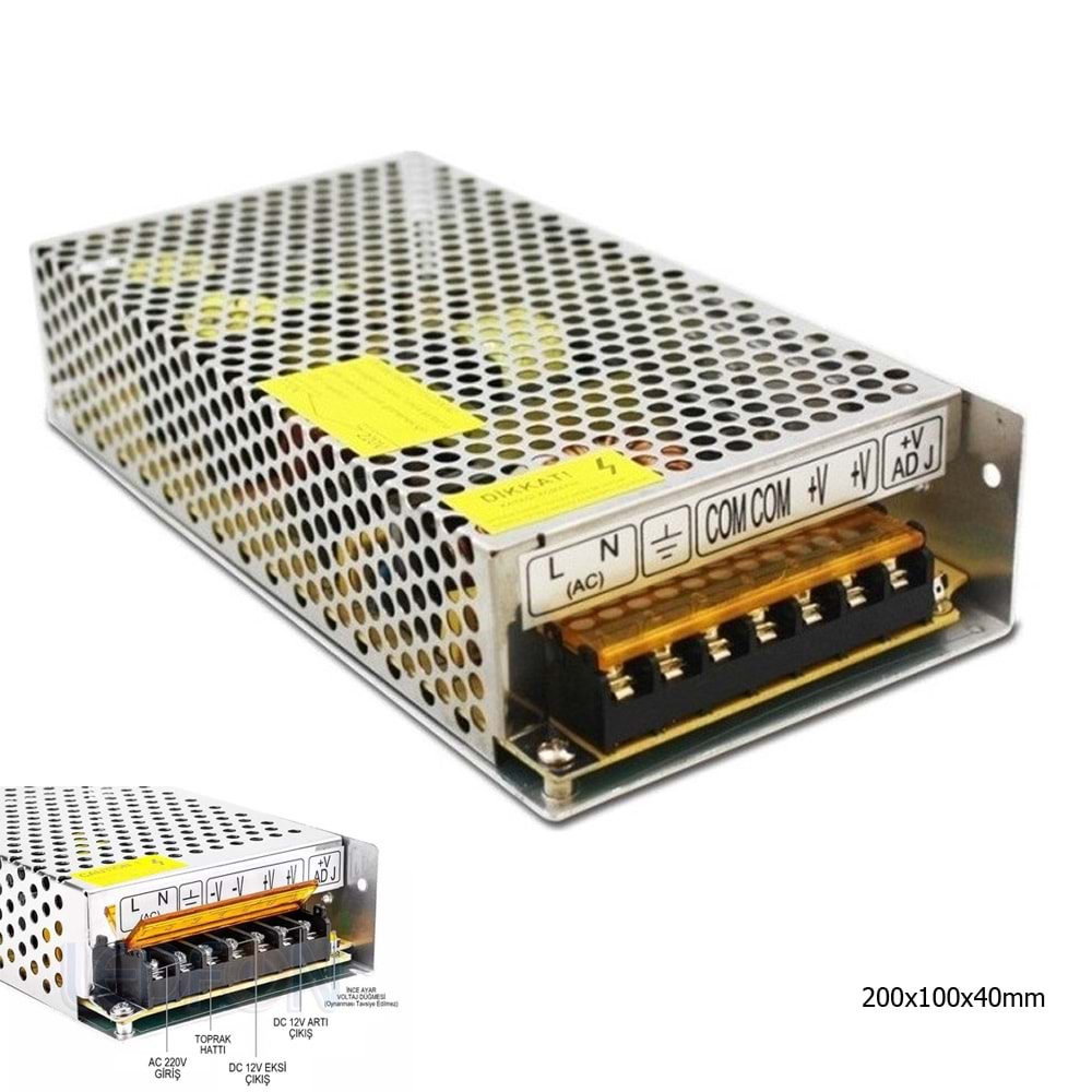 Adaptör Metal Kasa 12v 15a Rose OPS-180-12