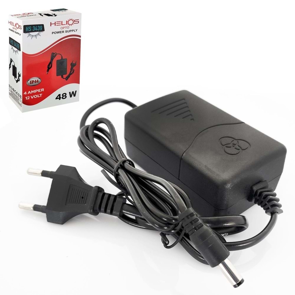 Adaptör 12v 4a Masa Tip 5.5x2.5 Plastik Kasa Helios HS-3439