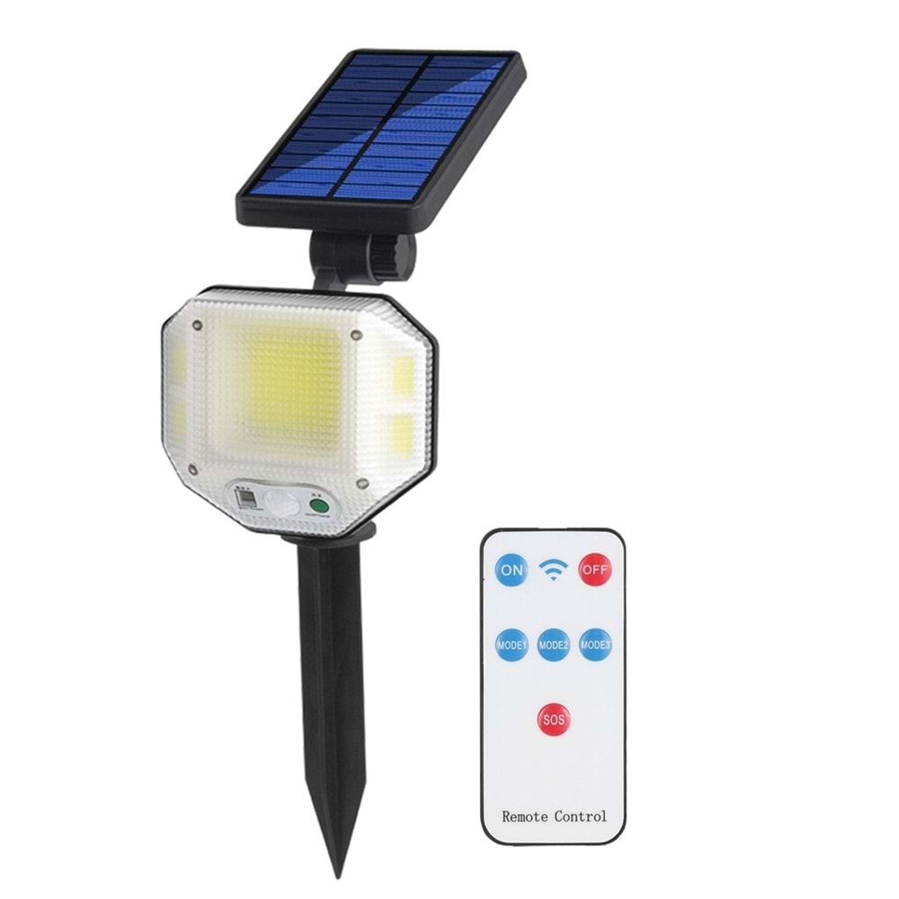 Solar Bahçe Lambası Sensörlü Kumandalı 3 Kademeli PM-14917