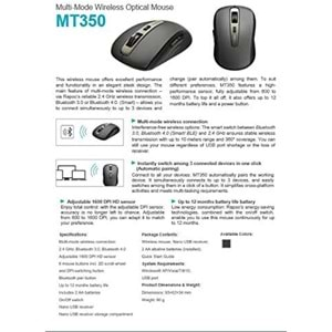 Rapoo Mt350 Siyah Kablosuz Çok Modlu Optik Mouse