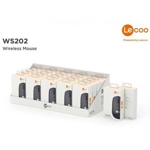 Lenovo Lecoo Ws202 Nano Alıcılı Kablosuz 1600Dpi Siyah 4 Tuş Mouse