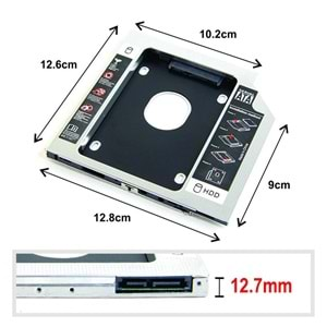 Notebook Kızak Kutu Hdd Ssd 12.7Mm Sata Gabble Gab-Hc127