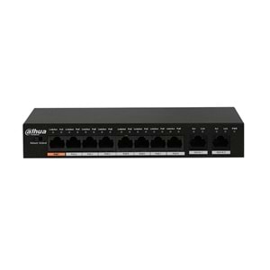 Dahua DH-PFS3010-8ET-65 8 Port 10/100 8FE Poe Port 65W 2FE Uplink Yönetilemez Switch
