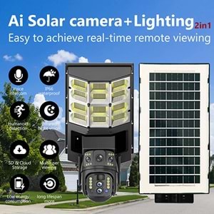 Avenir AV-SL400W 4MP 3.6MM Çift Kameralı Wifi Solar Panelli Sokak Lambası