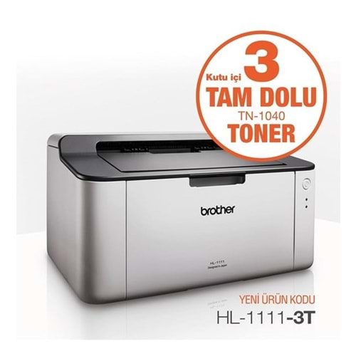 Brother HL-1111-3T Mono Laser Yazıcı (3xTam Dolu Toner)