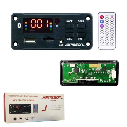 JAMESON OTO TEYP ÇEVİRİCİ BORD 12V BT/USB/SD/FM/AUX KONUŞMALI RENKLİ EKRANJS-7USB