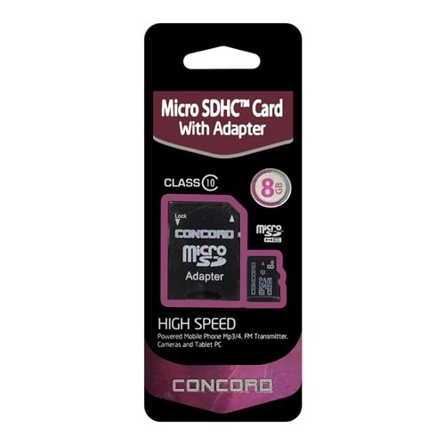 CONCORD C-M8 HAFIZA KARTI 8GB MİCRO SD CLASS10