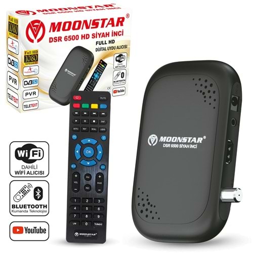 MOONSTAR DSR-6500 Uydu Alıcı Mini Full Hd Dahili Wifi Youtube Bluetooth İle Kanal Değiştirme