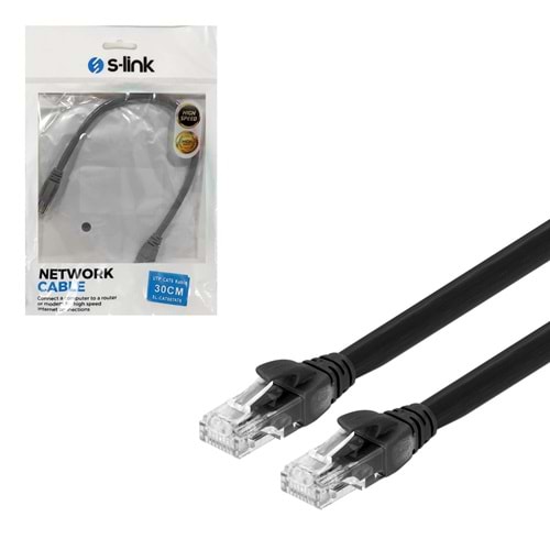 S-LİNK SL-CAT6030BK Cat6 Patch Network Ethernet Kablo Utp Siyah 30cm
