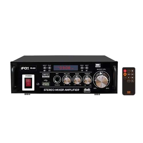 Stereo Anfi 80 Watt 2 Bölge Dijital Usb Sd Mp3 İfox FX-80