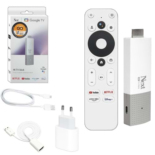 Next 4K-TV Stick 4K Android Dongle Google Netflix Youtube D-Smart Go 1 Yıl Mega Paket Hediye