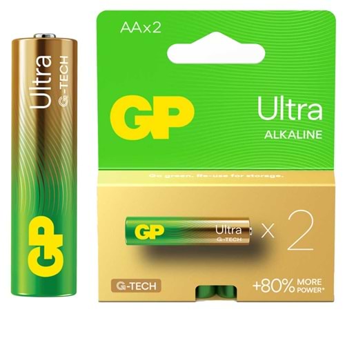 Ultra Alkalin Kalem Pil AA 2 Adet G-TECH GP15AU