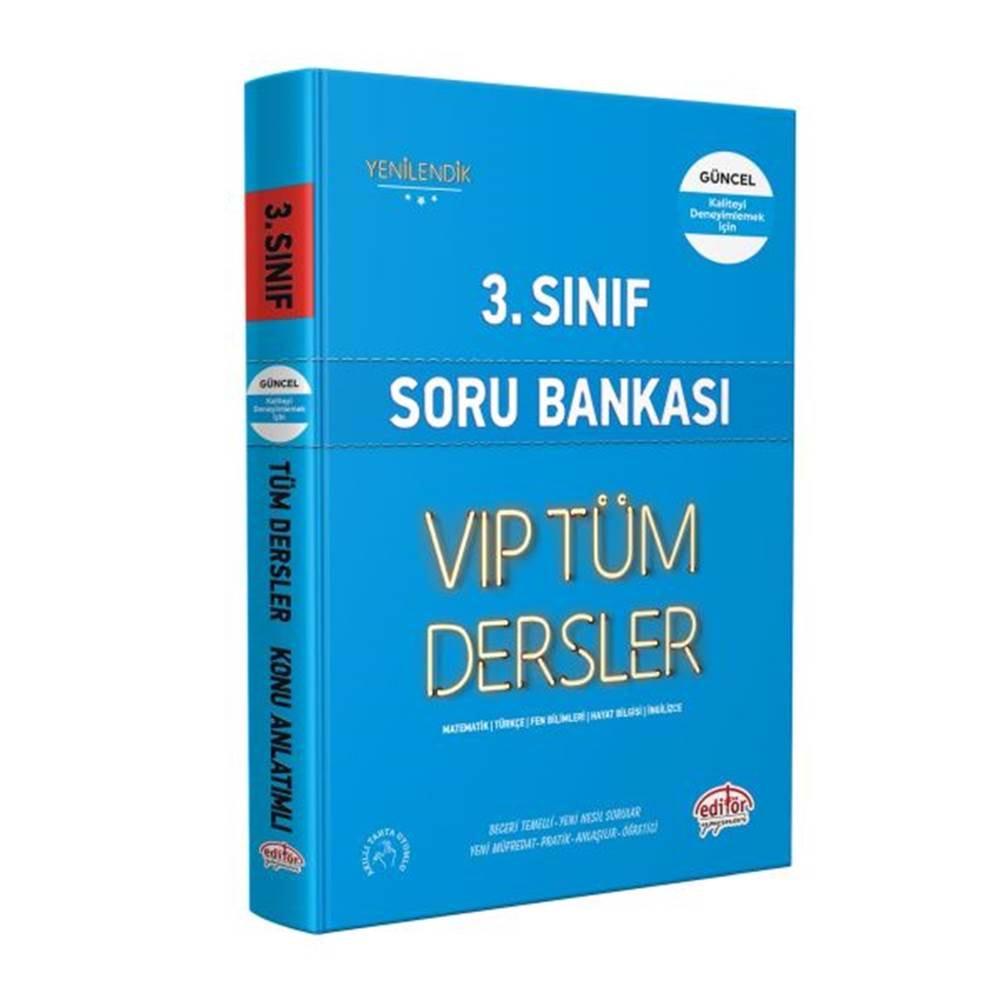 Editör 3. Sınıf VIP Tüm Dersler Soru Bankası Mavi Kitap