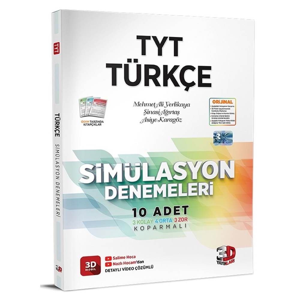 3D Yayınları TYT Türkçe Simülasyon Denemeleri Detaylı Video Çözümlü