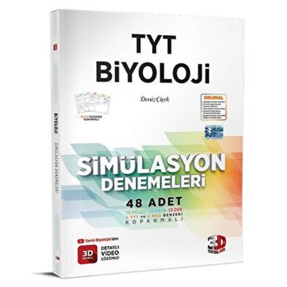 3D Yayınları TYT Biyoloji Simülasyon Denemeleri Detaylı Video Çözümlü