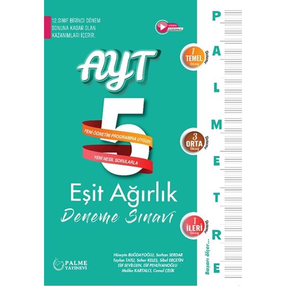 Palmetre Yks 1.Dönem Ayt 5 Deneme Sınavı Eşit Ağırlık