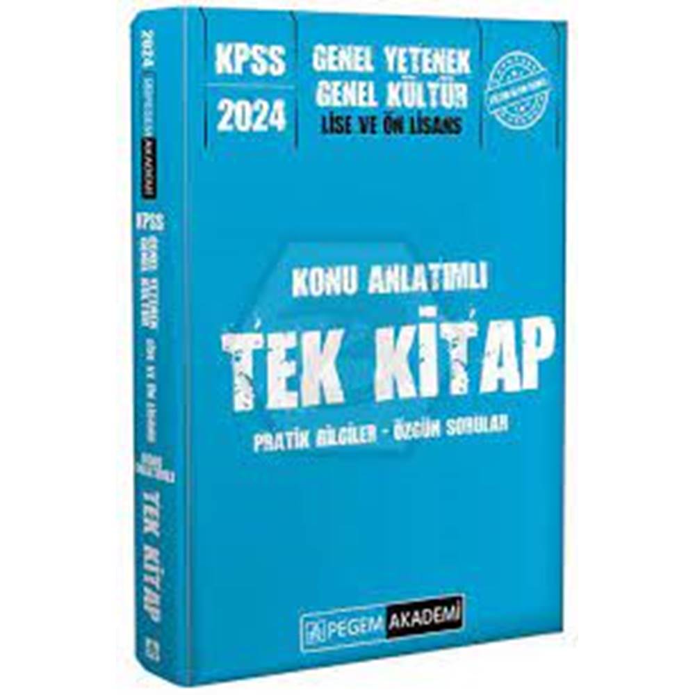 Pegem Yayınları 2024 KPSS Genel Yetenek Genel Kültür Lise ve Önlisans Konu Anlatımlı Tek Kitap