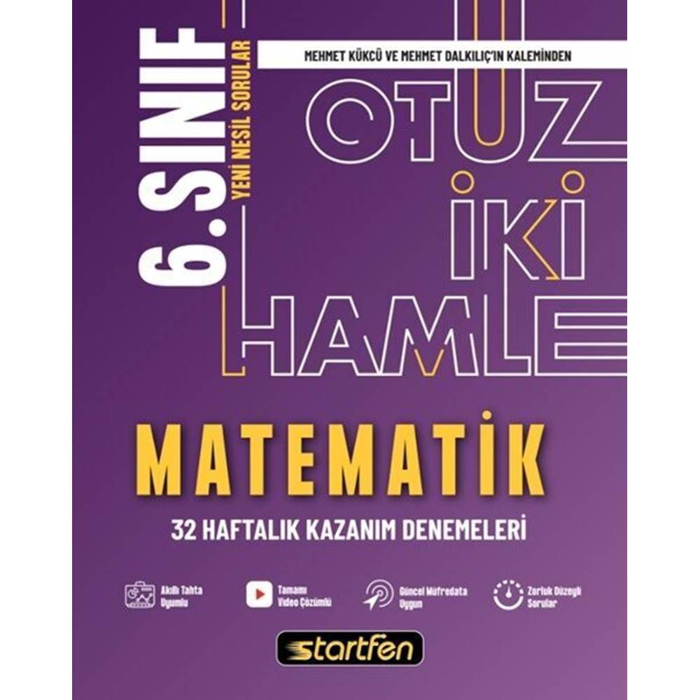 Startfen 6. Sınıf Matematik 32 Haftalık Kazanım Denemeleri