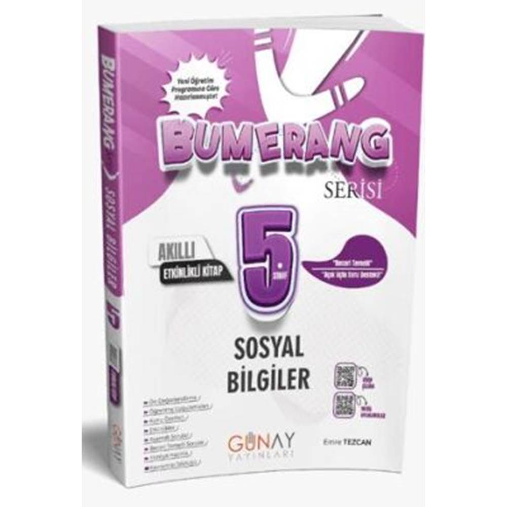 Günay Yayınları 5. Sınıf Bumerang Sosyal Bilgiler Etkinlikli Akıllı Defter Kitap