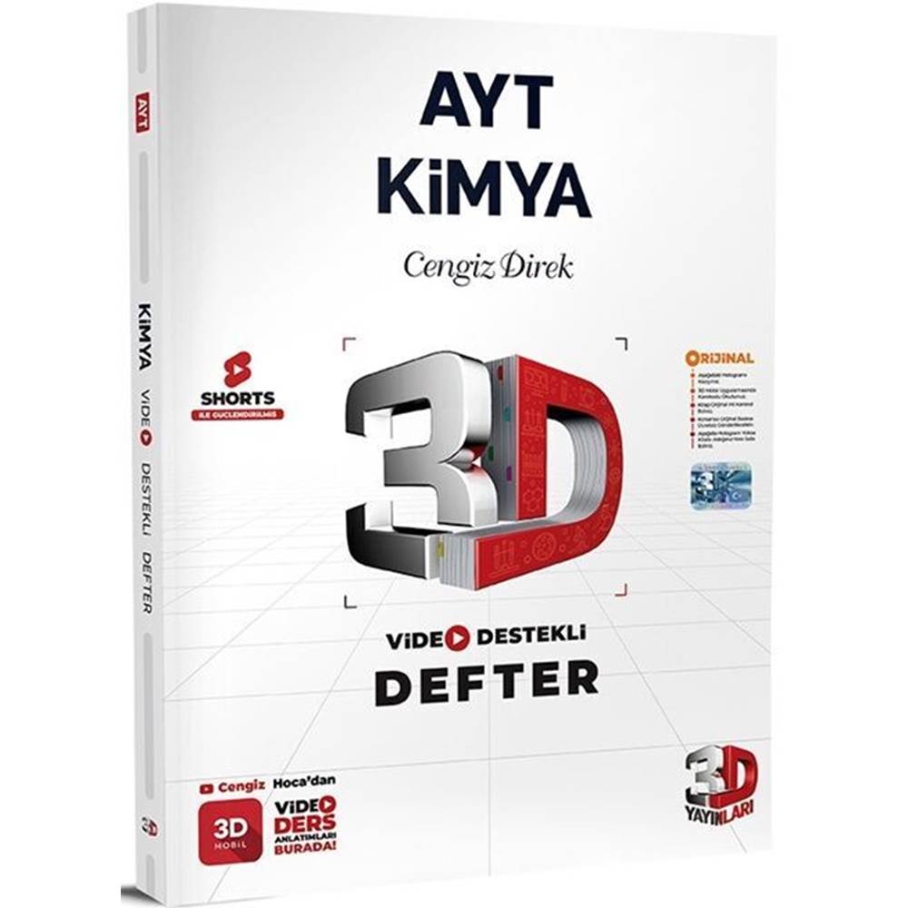 3D Yayınları AYT Kimya Video Destekli Defter