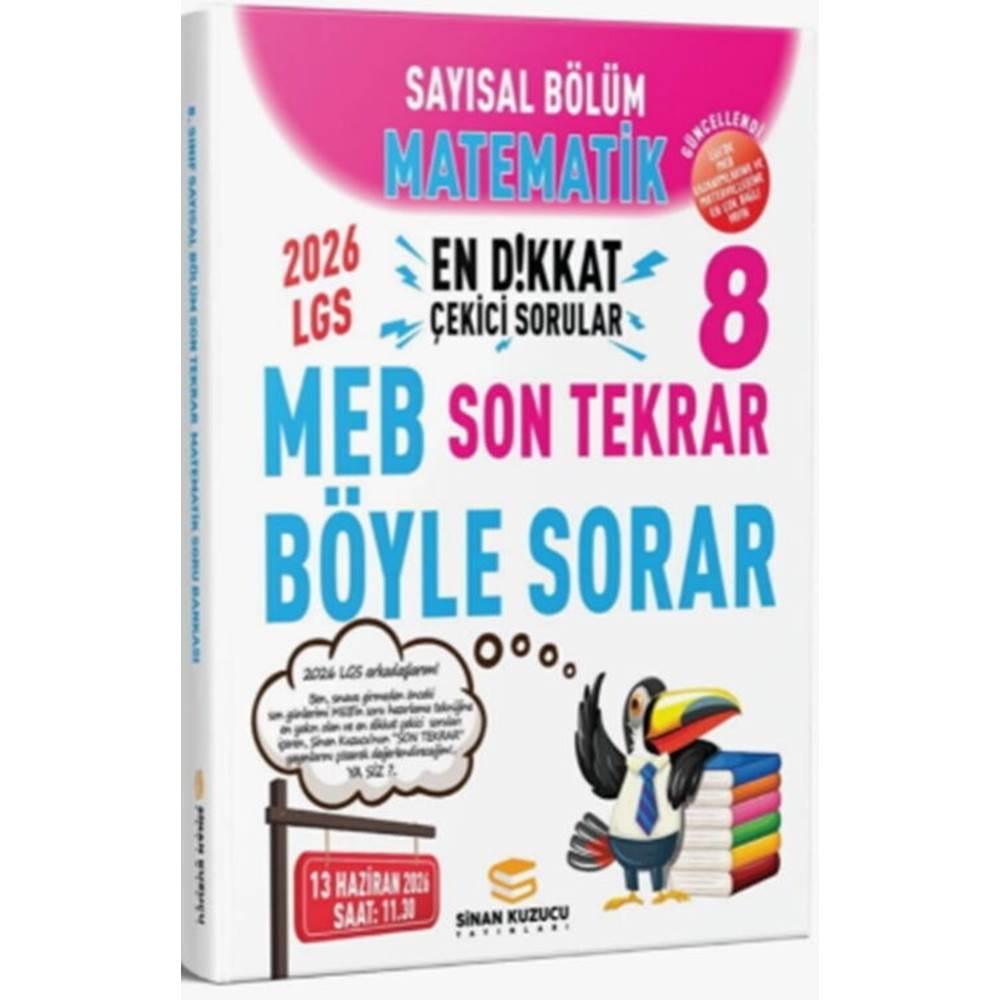 Sinan Kuzucu Yayınları 2026 8. Sınıf Matematik Sayısal Bölüm Son Tekrar Soru Bankası