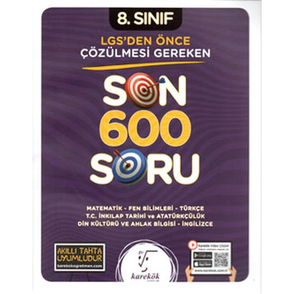 Karekök 8.Sınıf LGS Öncesi Çözülmesi Gereken Son 600 Soru Yeni