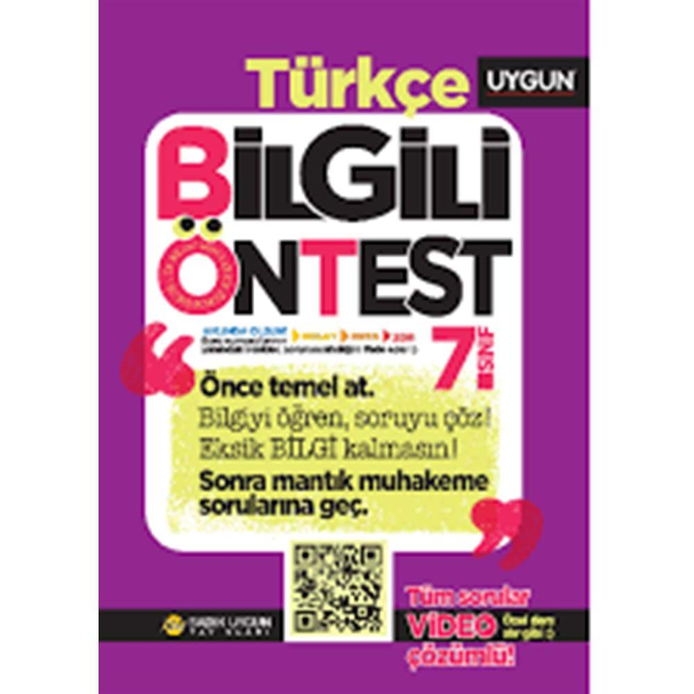 7.Sınıf Bilgili Ön Test Türkçe Sadık Uygun Yayınları