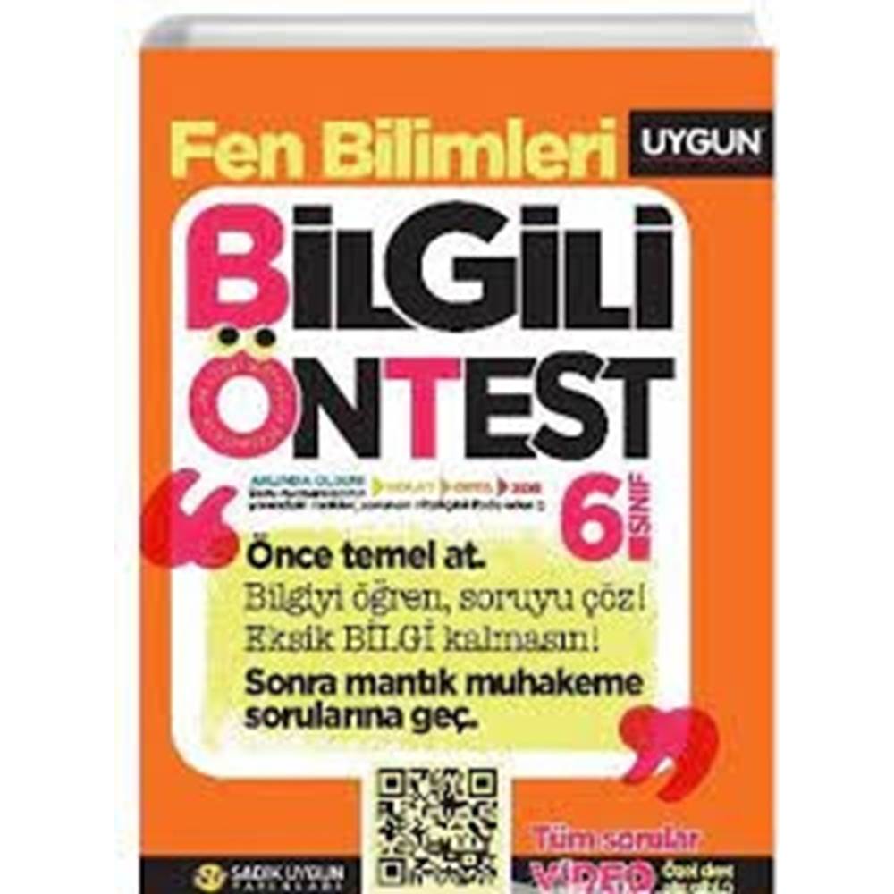 S.UYGUN 6.SINIF BİLGİLİ ÖN TEST FEN BİLİMLERİ SORU BANKASI